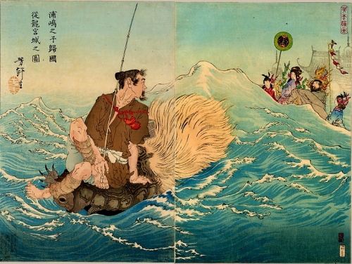 Urashima Tarō che lascia il palazzo del re Drago